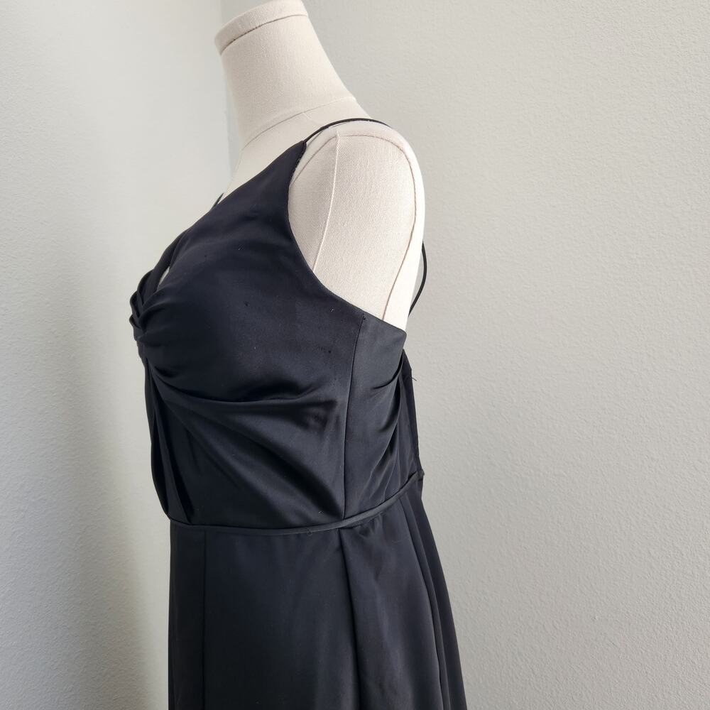 Morilee by Madeline Gardner Black Satin Mermaid Gown V Neck Maxi Dress M - Picture 5 of 14